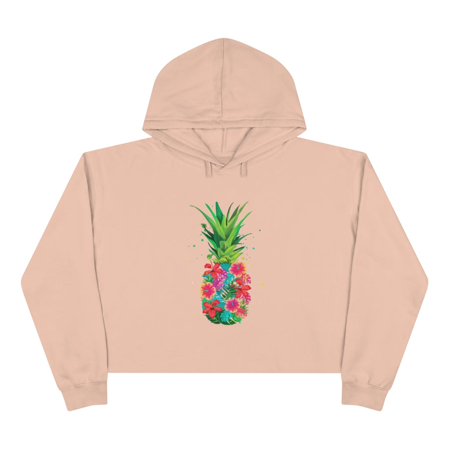 Pineapple Floral Women's Crop Hoodie - Happy Pineapple Co.