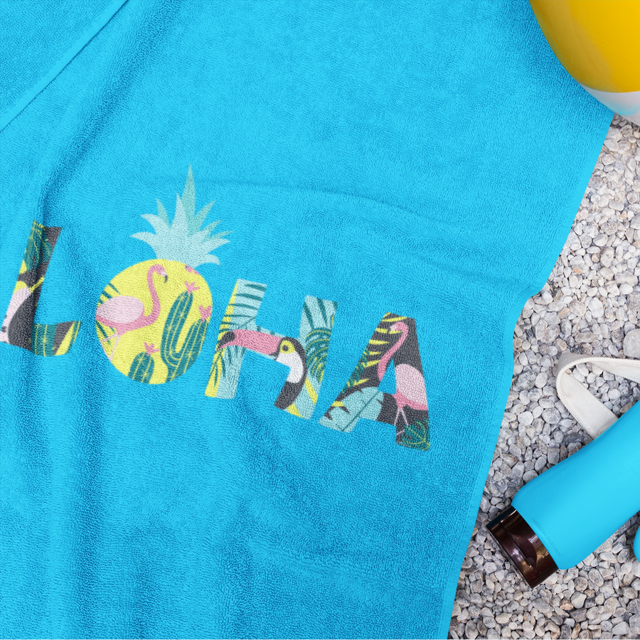 Aloha Pineapple Beach Towel (Sky Blue) - Happy Pineapple Co.