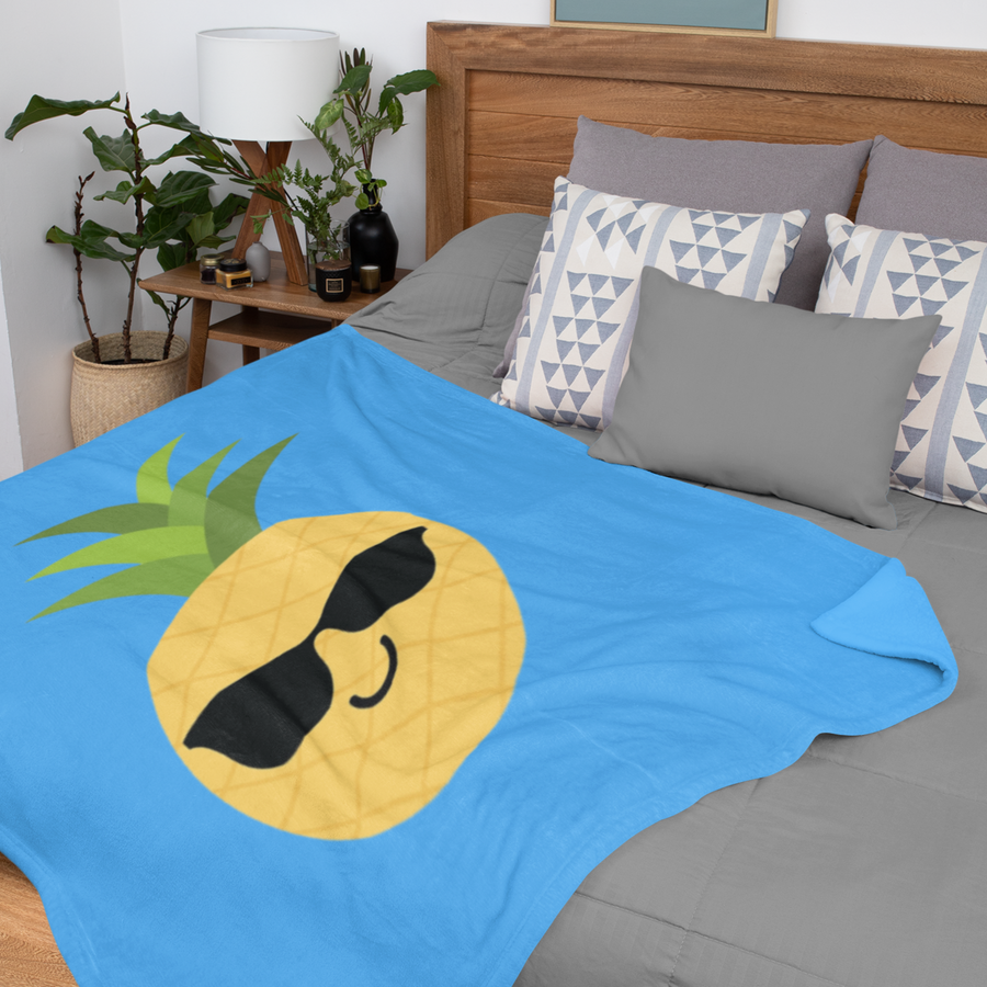 Happy Pineapple Plush Blanket (Sky Blue) - Happy Pineapple Co.