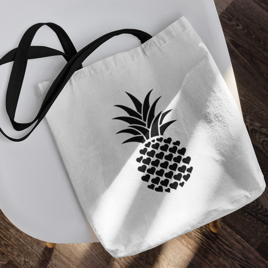 Heart of Pineapple Tote Bag (White) - Happy Pineapple Co.