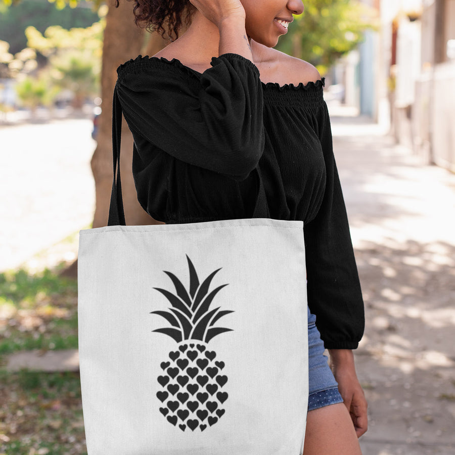 Heart of Pineapple Tote Bag (White) - Happy Pineapple Co.