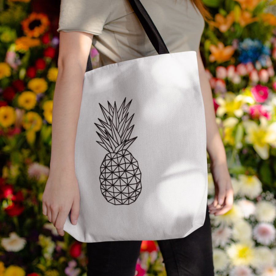 Geometric Pineapple Tote Bag (White) - Happy Pineapple Co.